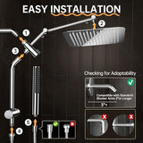 Veken 10" Luxurious All Metal Rain Shower Head with Handheld Spray Combo, High Pressure Rainfall Square Shower Heads with Extention Arm, Wide Dual Showerhead, Bathroom Accessories, Chrome, Silver