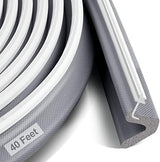 40 Feet Door Weather Stripping for Large Gap, Kerf Door Seal for Easy Installation (Grey)