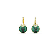 Swarovski Bella V drop earrings, Round cut, Green, Gold-tone finish