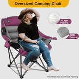 Oversized XL Padded Camping Chair w/Cell Phone Holder, Large Camp Lounge Chair, Foldable Lawn Chair w/Cup Holder,Carry Bag for Outdoor Hiking, Beach, Picnics, Heavy-Duty 400-lbs Capacity