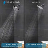 SparkPod Shower Head - High Pressure Rain - Premium Quality Luxury Design - 1-Min Install - Easy Clean Adjustable Replacement for Your Bathroom Shower Heads (Midnight Black Matte, 6 Inch Round)