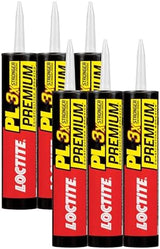 Loctite PL Premium Polyurethane Construction Adhesive, Versatile Construction Glue for Wood, Concrete, Stone, Metal & More- 10 fl oz, Cartridge, 6 Pack