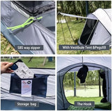 4 Person Easy Pop Up Tent Waterproof Automatic Setup 2 Doors-Instant Family Tents for Camping Hiking & Traveling