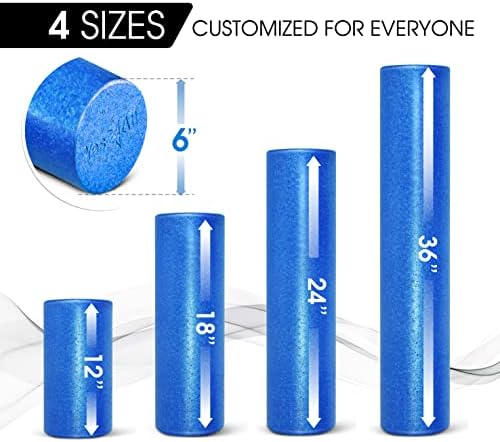 Yes4All High-Density Round Back Roller Foam, Exercise Foam Roller for Yoga, Pilates & Stretching - 12, 18, 24, 36 inch