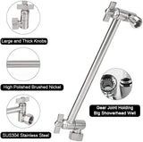 NearMoon Adjustable Shower Arm Universal Connection, Solid Brass Extension Arm, Adjust Angle to Upgrade Shower Experience, Easy to Install, Anti-leak (Brushed Nickel)
