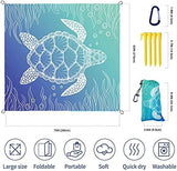 Beach Blanket, Waterproof Sandproof Beach Mat Oversized 79 X 83 Inch for 4-6 Adults, Lightweight Picnic Blanket, Portable Picnic Mat for Outdoor Travel Camping Hiking with 4 Stakes & 4 Corner Pocket