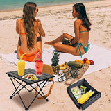 Foldable Camping Side Table, Ultralight Small Beach Aluminum, Portable Outdoor Table with Carry Bag and Storage for Picnic, Grill, Hiking, Fishing, Sand, Camping, Black
