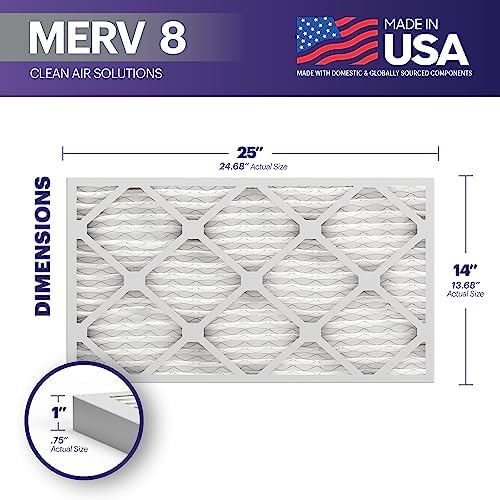 BNX TruFilter 14x24x1 Air Filter MERV 8 (6-Pack) - MADE IN USA – Dust & Pet Defense Air Conditioner HVAC AC Furnace Filters for Dust, Pet, Mold, Pollen MPR 600 – 700 & FPR 5