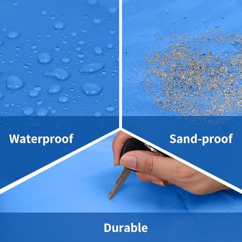 Frelaxy Pocket Picnic Blanket, Waterproof Beach Blanket, Compact Camping Blanket, Lightweight Outdoor Blanket for Beach Festival Camp Picnic Hiking Travel (Blue, 57'' x 71'')