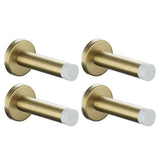 JQK Door Stopper Gold, 304 Stainless Steel Thicken 1mm Sound Dampening Door Stop Bumper Wall Protetor 4 Pack, Brushed Gold White Tip, DSB5-WG-P4