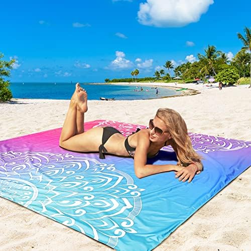 Beach Blanket Waterproof Sandproof Extra Large Beach Mat 79" X 83"/120"x108"for 1-8 Adults Quick Drying Durable Outdoor Picnic Mat for Beach Travel Camping Hiking