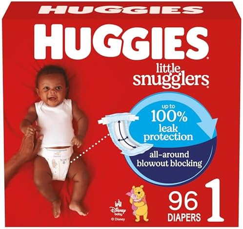 Huggies Size 1 Diapers, Little Snugglers Baby Diapers, Size 1 (8-14 lbs), 96 Count, Packaging May Vary