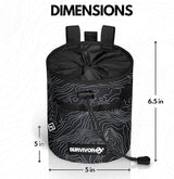 SURVIVOR Chalk Bag + Chalk Ball + Liquid Grip - Iconic Topographical Map, Draw String Closure, 2 Zippered Pockets, & Brush Holder - Bag for Rock Climbing, Bouldering, Weightlifting, Gymnastics & More
