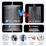 12''Rainfall Shower Head with Handheld Combo High Pressure 8+2 MODE built-in power wash, Stainless Steel Chrome Showerhead with 11'' Extension Arm Height/Angle Adjustable with Holder&60"Hose