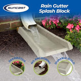 Suncast Poly Composite Easy to Use Decorative Outdoor Rain Gutter Downspout Extension Splash Block for Drains Under Gutters, Tan, 2 Pack