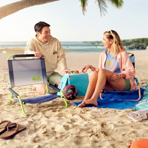 Quiksilver Low Beach Chair – Lightweight Folding Chair – Portable and Durable Chairs for Beach, Patio, Camping Chair, or Sporting Events with Carry Strap