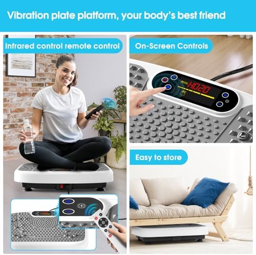 Vibration Plate Exercise Machine for Lymphatic Drainage Weight Loss,SoftGym Power Vibration Plate 300-400 Lbs Capacity Full Whole Body Workout Vibration Platform,Waver Vibration Plate for Home Fitness