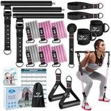 Pilates Bar Kit with Resistance Bands, Multifunctional Yoga Pilates Bar with Heavy-Duty Metal Adjustment Buckle, Portable Home Gym Pilates Resistance Bar Kit for Women Full Body Workouts