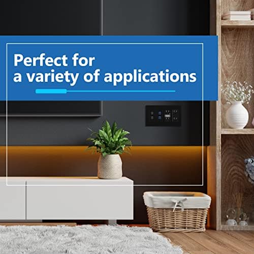 LIDER Matte Finish Quadruple Decorator Switch Cover, Screwless Wall Plate, Mid-Size 4-Gang 4.88" x 8.58", Polycarbonate Thermoplastic, UL Listed, LSWP-34M-BK, Black