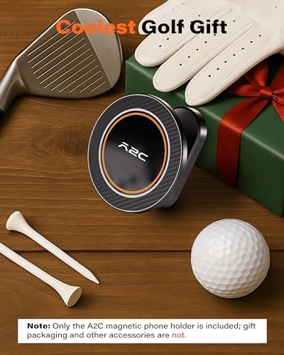 A2C Alloy Magnetic Golf Cart Phone Holder Compatible with MagSafe iPhone 16 Pro Max Plus 15 14 13 12 Mini Fits EZGO, Club Car, Yamaha, Icon, Golf Cart Accessories Essentials Gift for Friend Men Women