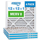 Aerostar 12x12x1 MERV 8 - 4 Count - High Efficiency Pleated HVAC, Furnace & Air Conditioner Filters - Removes Dust, Lint, Mold & Allergy-Causing Pollen