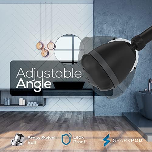 SparkPod 3-Inch Extreme High Pressure Shower Heads - Pressure Boosting with Rain, Massage & Pulsating Mode, Powerful Water-Saving Showerhead - 2.5 GPM Fixed Shower Head (Midnight Black Matte)