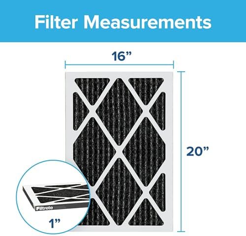Filtrete 16x20x1 Air Filter, MPR 1200, MERV 11, Allergen Defense Odor Reduction 3-Month Pleated 1-Inch Air Filters, Pack of 2
