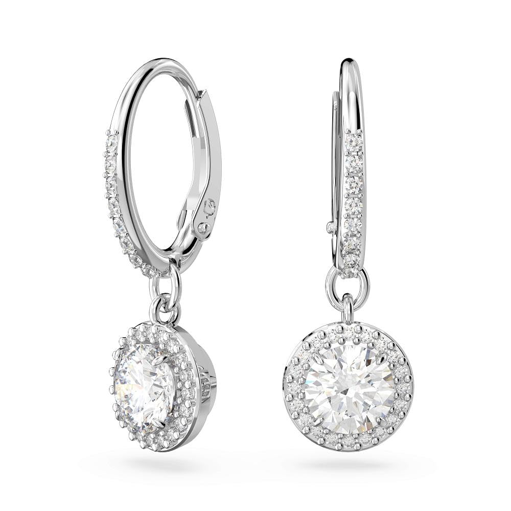 Swarovski Constella Pierced Drop Earrings, White Crystals on a Rhodium Finish Setting, Part of the Constella Collection