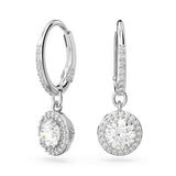 Swarovski Constella Pierced Drop Earrings, White Crystals on a Rhodium Finish Setting, Part of the Constella Collection