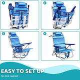 LEMBERI Backpack Beach Chairs for Adults,1/2 Pack Folding Heavy Duty Camping Chair with Large Pockets and Cup Holder,Adjustable high Beach Lounge Chairs with Towel Rack for Outdoor,Travel (2, Blue)