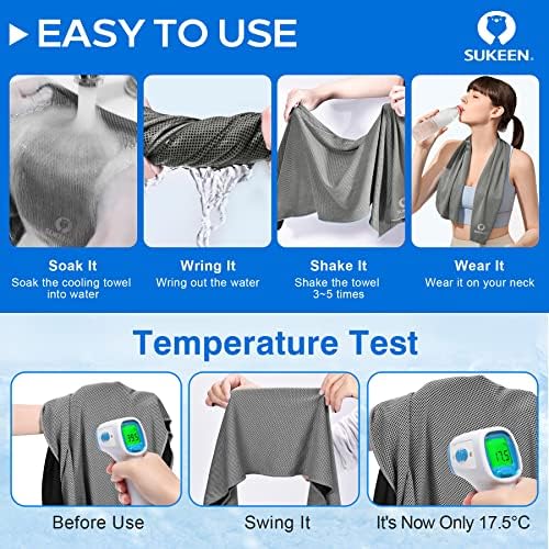 Sukkeen [4 Pack Cooling & Microfiber Towel (40'x12'),Soft Breathable Ice Towel for Yoga, Sport, Running,Gym & More Activities