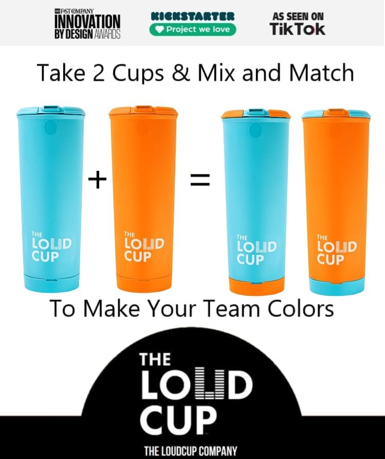 The LoudCup Tumbler + Stadium Horn - Insulated Cup Reusable Water Bottle Coffee Travel Mug - Worlds Loudest Cup for Game Day