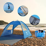 CAMEL CROWN Beach Tent UPF 50+ Sun Shelter for 2/3/5/6 Person, Lightweight Portable Sun Shade with Sand Anchor, Family Beach Day & Outdoor Adventures