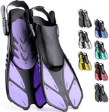 CAPAS Snorkel Fins, Swim Fins Travel Size Short Adjustable for Snorkeling Diving Adult Men Women Kids Open Heel Swimming Flippers
