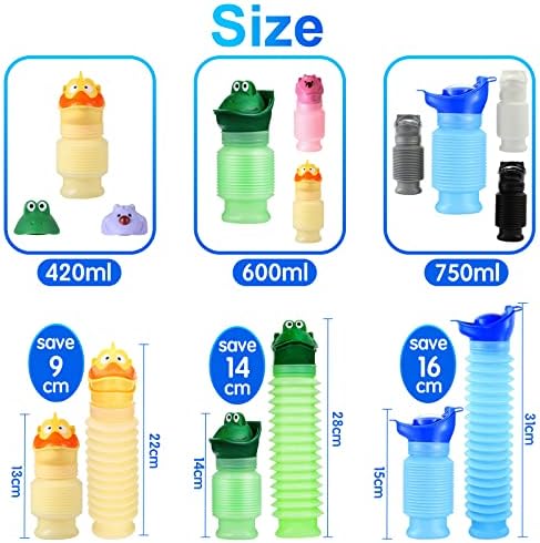 Scalable Emergency Urinal, 2 Pack 750ml Portable Toilet for Car, Portable Mini Outdoor Camping Travel Shrinkable Personal Mobile Toilet Potty Pee Bottle for Kids Adult