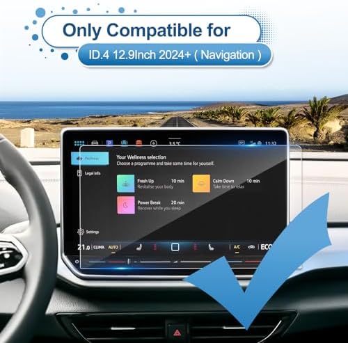 2024 2025 ID.4 Screen Protector for Volkswagen ID.4 (Pro/Pro S/AWD Pro/AWD Pro S/AWD Pro S Plus) 12.9-inch Touchsreen, 9H Tempered Glass 2025 ID.4 /ID.Buzz Accessories HD Transparent 12.9"