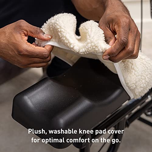 BodyMed Knee Walker for Injuries with Dual Brakes, Detachable Fabric Basket & Knee Pad Cover - Collapsible and Adjustable Scooter, Broken Leg Caddy, Alternative to Crutches