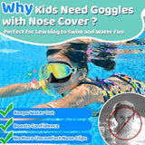Vvinca Swim Goggles with Nose Cover, 2 Pack Wide View Diving Mask Anti-Fog UV No Leak Toddlers Swimming Goggles for Kids 3-15