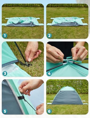 Beach Tent Sun Shelter for 3 Person with UPF 50+ UV Protection, Lightweight & Easy Setup Beach Shade Canopy with Vent Windows & Zippered Door