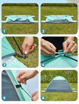 Beach Tent Sun Shelter for 3 Person with UPF 50+ UV Protection, Lightweight & Easy Setup Beach Shade Canopy with Vent Windows & Zippered Door