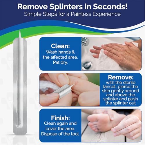 Painless Splinter Removal Kit - 3 Pack | Quick & Easy Splinter Out | Essential First Aid for Home, Travel, Camping, Hiking, Woodworking, DIY & Outdoor Adventures | No Tweezers Needed