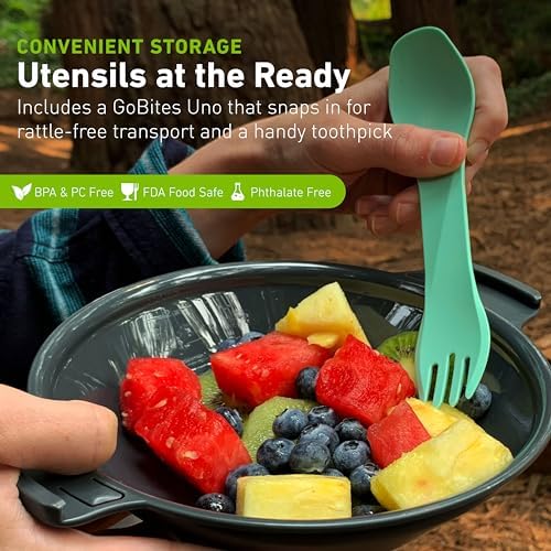 humangear GoKit Light | Travel Mess Kit | 5-Tool Portable Bowl, Plate, Spork | Camping Utensils
