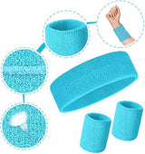 Bememo 6 Pcs Neon Sports Sweatbands Set Paris Sports Competitions Sweatbands 2 Headband 4 Wristbands Breathable Terry Cloth Athletic Bands for Basketball Tennis Costumes Cosplay
