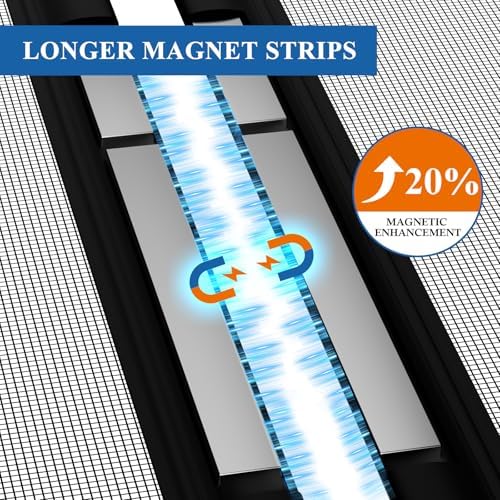 MAGZO Magnetic Screen Door, Fits Door Size 36'' x 98''(Mesh Size 38'' x 99''), Polyester Material Scratch-Proof, Dog Friendly, Self Closing Middle-Opening Curtain for Balcony/Backyard/Patio, Black