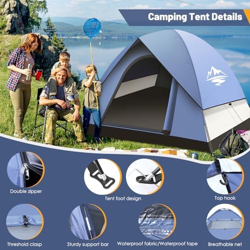 Tents for Camping,3-4 Person Camping Tent,Waterproof and Windproof Tent, Easy to Set up Outdoor Dome Tent for Outdoor Activities, Adventure, Festivals, Backyard,Hiking.