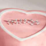 In Season Jewelry Sterling Silver Tiny Princess Square Cut Earrings - 2mm