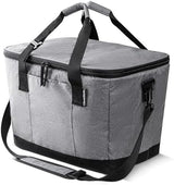 CleverMade Collapsible Cooler Bag 50 Can Beach & Travel Car Cooler, Folding Soft Cooler, Shoulder Strap, Bottle Opener Great Car Coolers for Travel, Cleans Easy, Leak Proof - Gray/Black Gray/Midnight