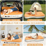 KMZ SUV Air Mattress with Built-in Pump & 2 Pillows, Thickened Flocked PVC, Quick 90-Seconds Inflation Air Bed, Portable & Durable Car Air Bed for Camping, Travel, Truck