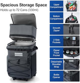 Odoland 48/72 Cans Soft Cooler with Wheels and Handle Collapsible Ice Chest Rolling Coolers on Wheels for Beach Camping Travel and Picnic