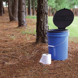 Camco Bucket Toilet Seat with Lid - Converts Standard 5 Gallon Bucket into Portable Toilet for Camping - Convenient Camping Toilet for Hunting & More - Includes 3 RV Toilet Waste Bags (41546)